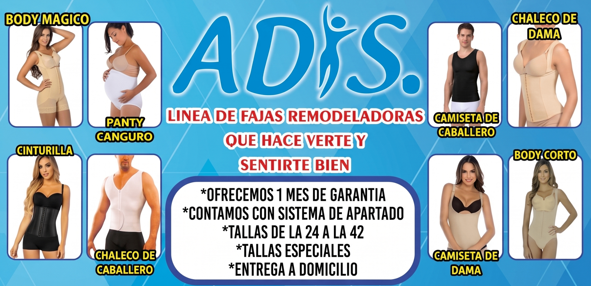 Fajas Adis — Garantía, tallas, apartado y entrega a domicilio